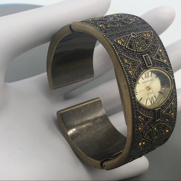 Heidi Daus Vintage/new cuff Swarovski crystals bracelet watch in original box - Picture 5 of 15